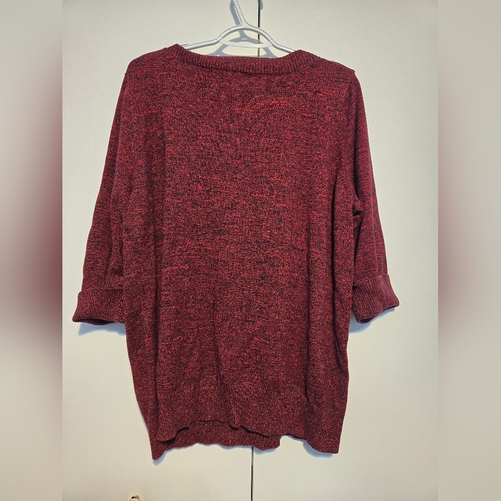 Dressbarn Burgundy Knit Women's Sweater with Button Accent Shoulders- Size 1X‎ - Picture 7 of 7